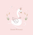 swan princess poster vintage girl t-shirt print vector image vector image