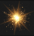 glowing starburst with sparkles and rays golden vector image
