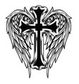 Christian cross wing drawing blak Royalty Free Vector Image