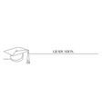 one continuous line drawing of graduation hat vector image