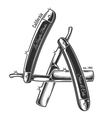 print of straight razors in letters la vector image