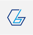 hexagon line initial letter gb logo vector image