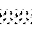 seamless pattern with mice black silhouette vector image vector image