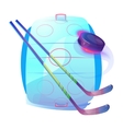 field or ice hockey sticks and rubber puck logo vector image