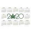 marijuana calendar for 2020 vector image