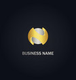 3d round n initial technology gold logo vector image