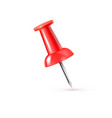 realistic plastic glossy red push pin 3d vector image vector image