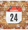 december 24 calendar icon on wooden background vector image vector image