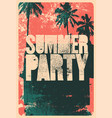 summer party typographic grunge vintage poster vector image