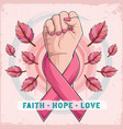 breast cancer awareness month poster with woman vector image