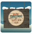 christmas wooden signboard with clouds vector image vector image