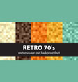 pixel pattern set retro 70s seamless art vector image