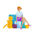 business woman on money cartoon concept vector image