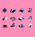 cloud technology 3d isometric icons set vector image