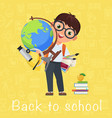 cute pupil boy back to school isolated cartoon vector image