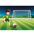 a soccer player from russia kicking the ball vector image