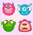 cute cartoon monsters collection set vector image