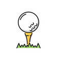 golf ball on putter in grass isolated flat icon vector image