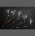 realistic joss incense burning sticks with steam vector image