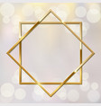 shiny sparkling golden square on blurred vector image vector image