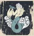 hand drawn triton in realistic line style vector image