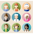 set of circle flat icons with women vector image