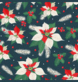 christmas seamless pattern with poinsettia plant vector image vector image