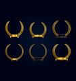 collection golden laurel wreath with ribbon gold vector image vector image
