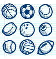 doodle sport ball icons vector image