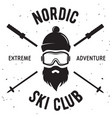 label of ski club vintage mountain winter badge vector image