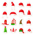 santa claus hat set isolated big vector image