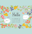 frame sweet fruits growing on branch hello vector image