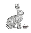 forest animal hare or rabbit hand drawn black ink vector image