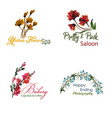watercolor floral logo collection vector image