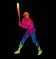 baseball player action cartoon graphic vector image