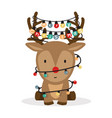 cute cartoon deer with decorated horns vector image