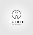 line art candle light flame logo in circle emblem vector image vector image