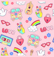 hippie style seamless pattern with van guitar vector image