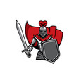 medieval knight in armour and red cape icon vector image