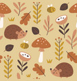porcupines amp bees seamless pattern vector image