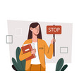 woman with stop sign concept vector image vector image