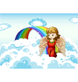 an angel in the sky near the rainbow vector image