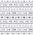 waves fish seashells nautical seamless pattern vector image vector image