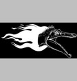 flaming dinosaurus with flames silhouette in black vector image