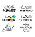 hello summer hand drawn lettering set summer vector image vector image