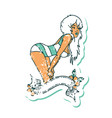 distressed sticker tattoo style icon a pinup vector image vector image