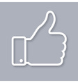 white contour of thumb up icon on gray background vector image vector image