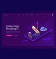 phishing cybercrime isometric landing page banner vector image