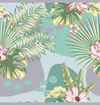tropical leaves flowers abstract seamless pattern vector image