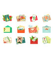 greeting envelopes with postcards set romantic vector image